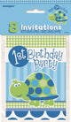 1st Birthday Turtle 8 Invitations 9.7 x 3.6cm (3.8 x 5.3")