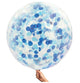 BALLOON 1PK CONFETTI BLUE 90CM