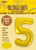 Gold "5" Numeral Foil Balloon 86cm (34")