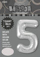 Silver "5" Numeral Foil Balloon 86cm (34")