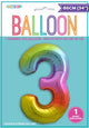 Rainbow "3" Numeral Foil Balloon 86cm (34")