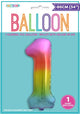 Rainbow "1" Numeral Foil Balloon 86cm (34")