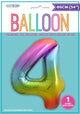 Rainbow "4" Numeral Foil Balloon 86cm (34")