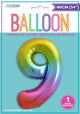 Rainbow "9" Numeral Foil Balloon 86cm (34")